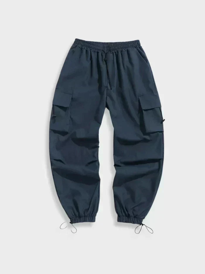 Męskie Spodnie Cargo z Szerokimi Nogawkami – Luźne Spodnie Streetwear z Elastycznym Pasem i Kieszeniami Użytkowymi