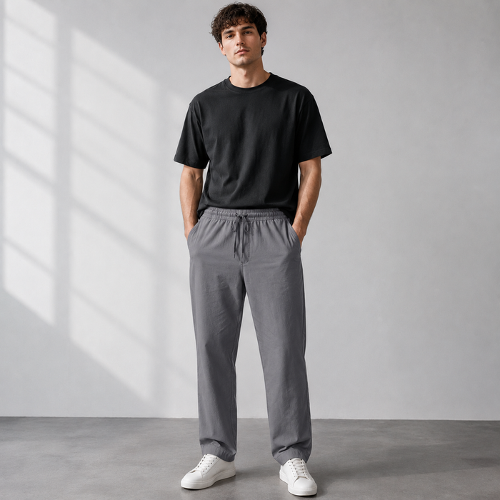 Męskie lekkie spodnie lniane z sznurkiem – Wygodne letnie spodnie na podróże i codzienne noszenie
