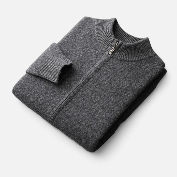 Valmonti | Męski kardigan – Elegancja z zamkiem z wełny merino
