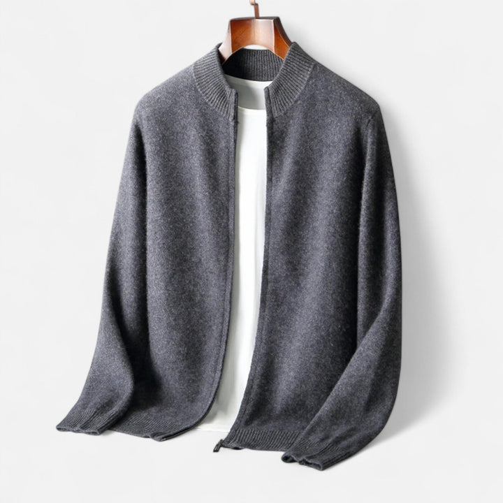 Valmonti | Męski kardigan – Elegancja z zamkiem z wełny merino