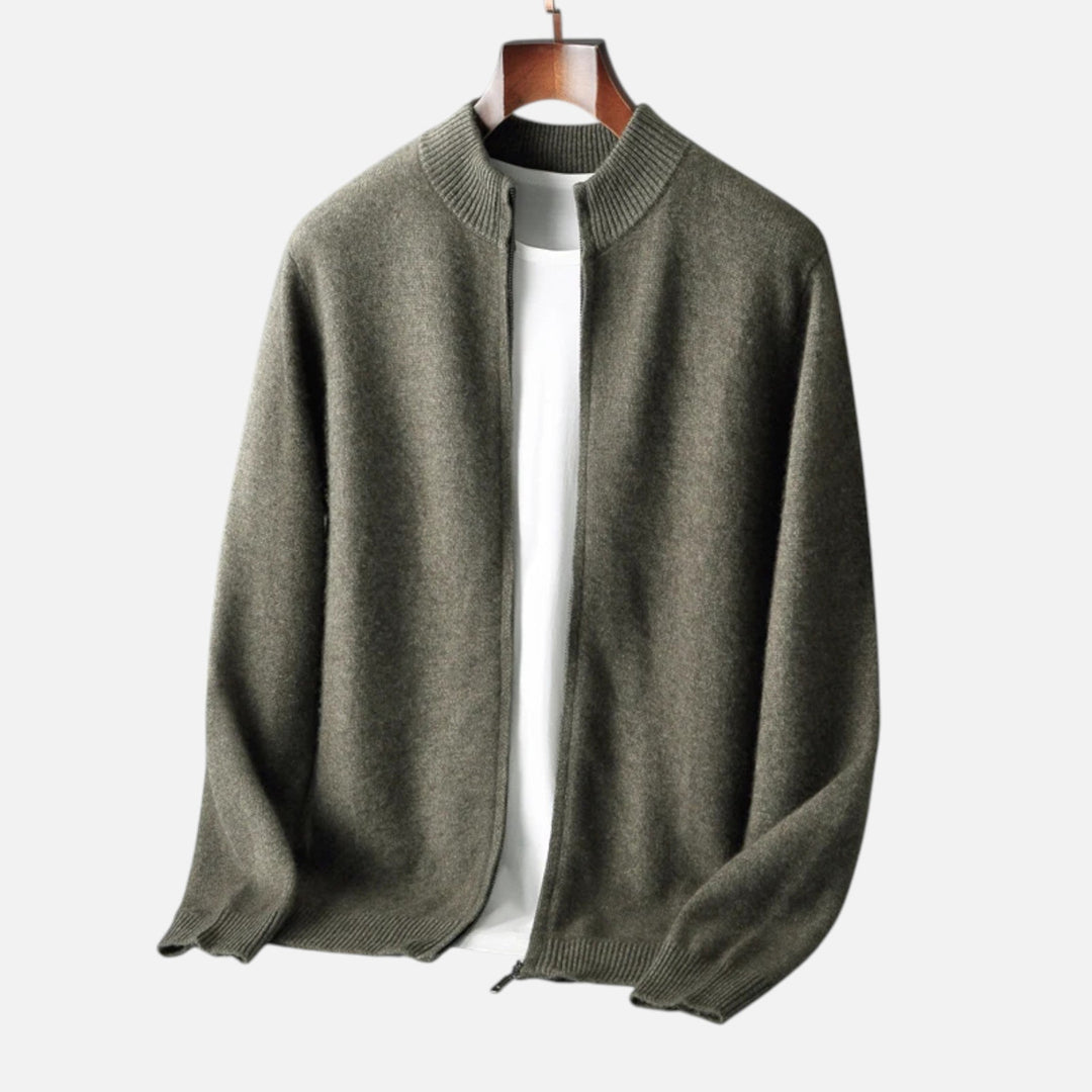 Valmonti | Męski kardigan – Elegancja z zamkiem z wełny merino