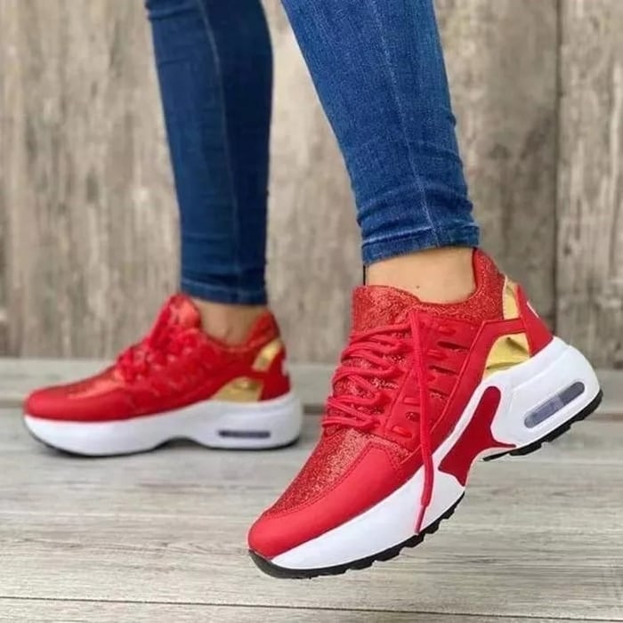 Damskie sneakersy na platformie z wiązaniem i amortyzacją