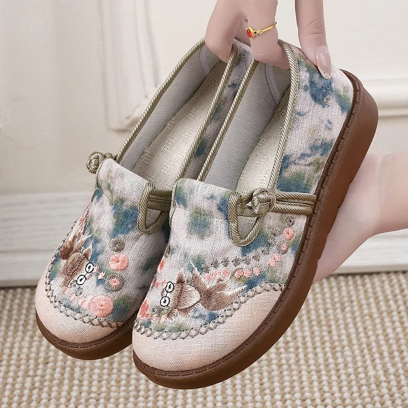 Damskie Slip-On Mokasyny z Wzorem – Wygodne Płaskie Buty do Pracy i na Weekend