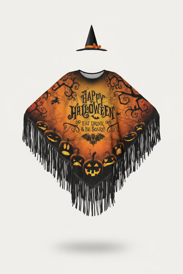Zestaw Kostiumu Czarownicy na Halloween z Peleryną i Kapeluszem