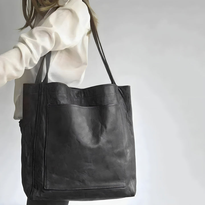 Damska torba skórzana w rozmiarze oversize z minimalistycznymi ramiączkami