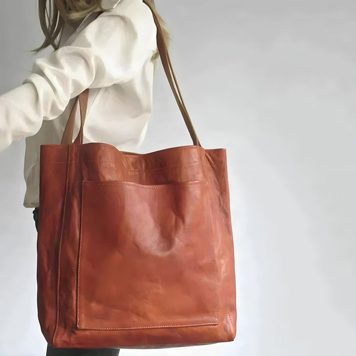 Damska torba skórzana w rozmiarze oversize z minimalistycznymi ramiączkami