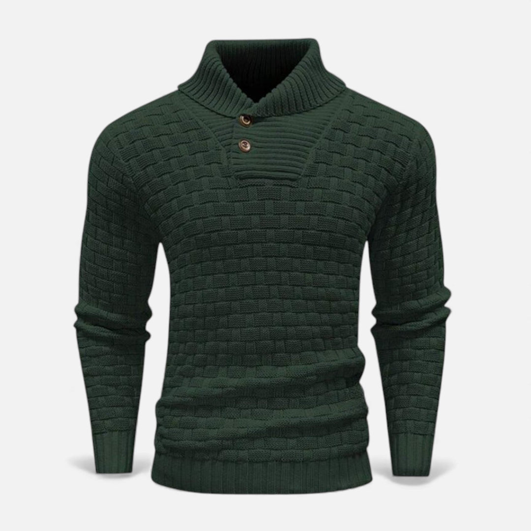 Valmonti | Męski sweter z golfem i guzikami – Slim Knit Sweater