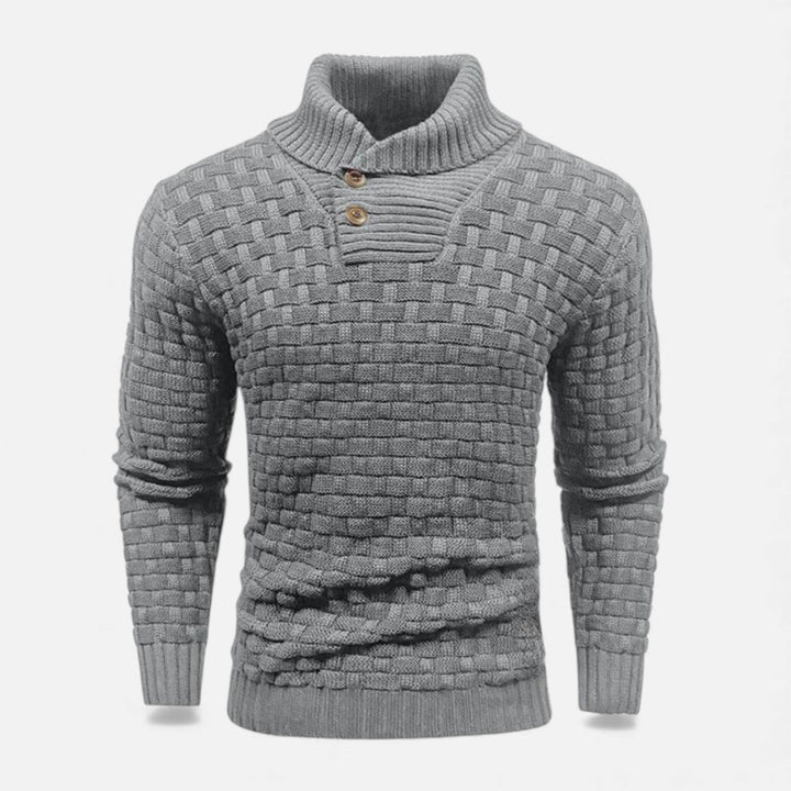 Valmonti | Męski sweter z golfem i guzikami – Slim Knit Sweater
