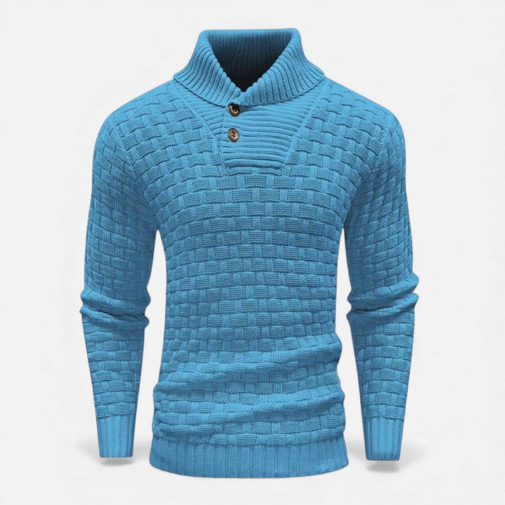Valmonti | Męski sweter z golfem i guzikami – Slim Knit Sweater