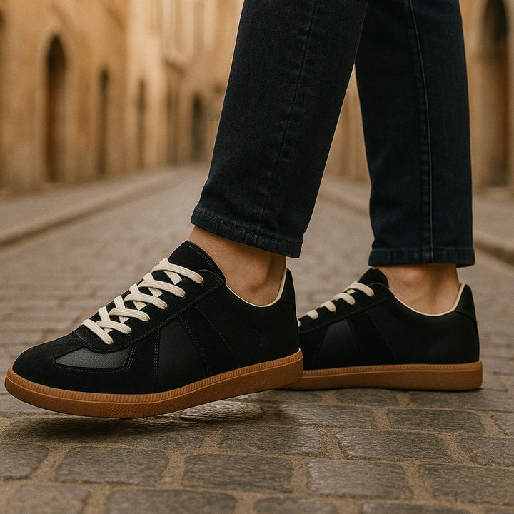 Męskie Retro Panelowe Sneakersy Niskie Z Sznurowadłami