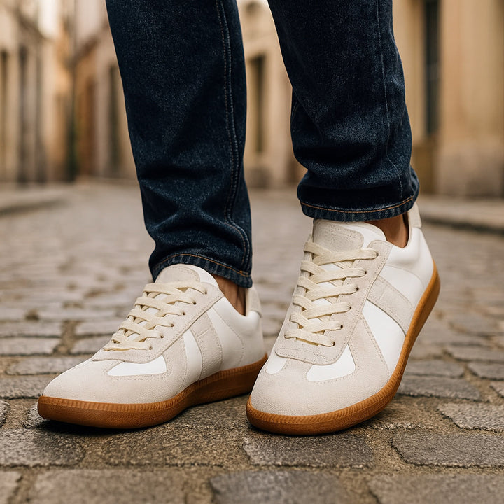 Męskie Retro Panelowe Sneakersy Niskie Z Sznurowadłami