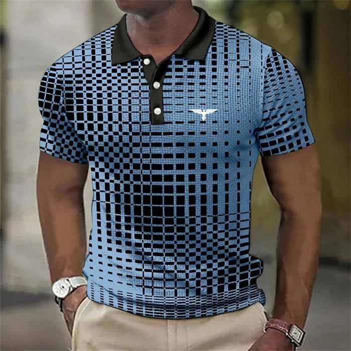 Męska polo z nadrukiem i kontrastowym kołnierzykiem, slim fit