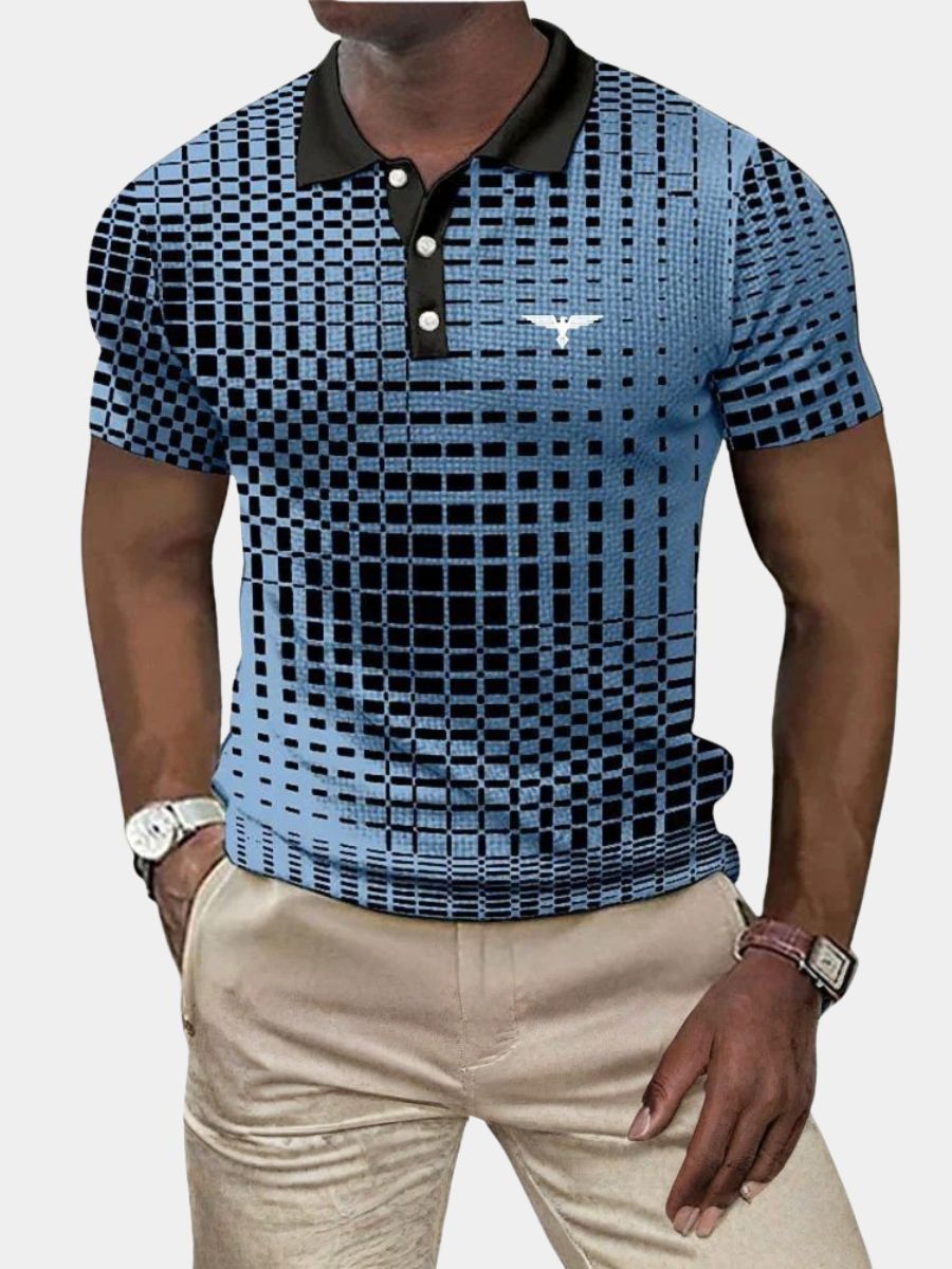 Męska polo z nadrukiem i kontrastowym kołnierzykiem, slim fit
