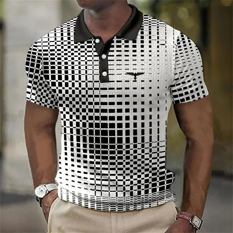 Męska polo z nadrukiem i kontrastowym kołnierzykiem, slim fit