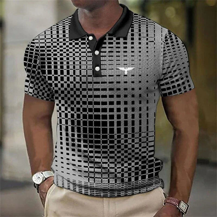 Męska polo z nadrukiem i kontrastowym kołnierzykiem, slim fit