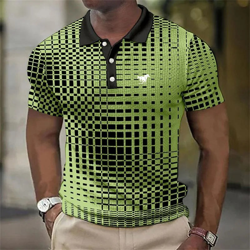Męska polo z nadrukiem i kontrastowym kołnierzykiem, slim fit