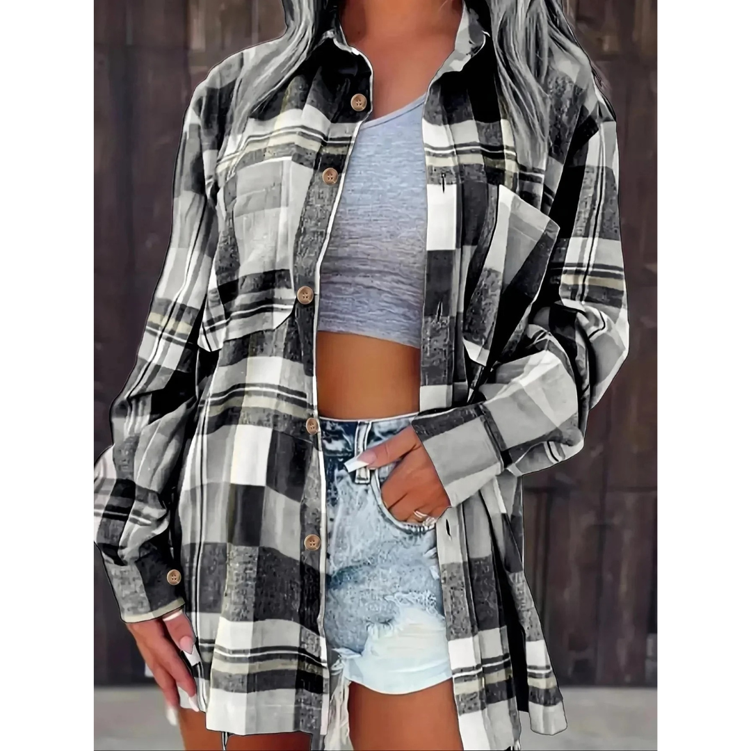 Koszula flanelowa w oversize – Luźna, w kratę, idealna na jesień i zimę