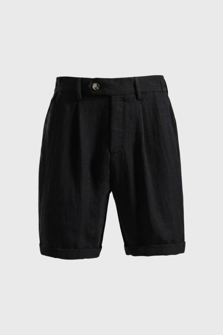 Męskie Spodenki Plisowane Dopasowane z Zawiniętymi Nogawkami w Stylu Smart Casual