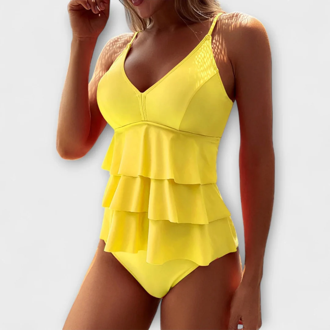 Kobiece Tankini z Falbankami – Stylowy Strój Kąpielowy na Plażę i Basen