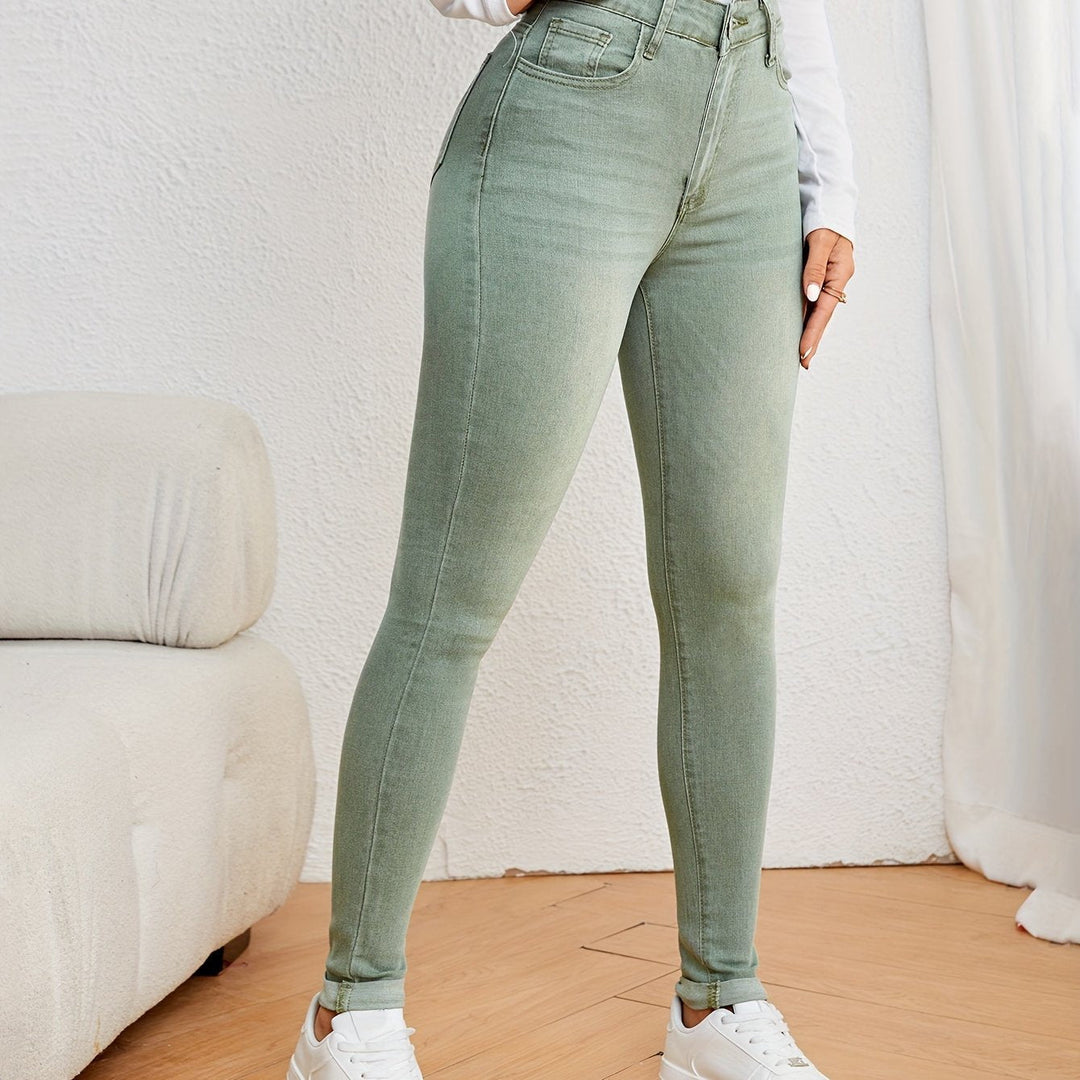 Damskie jeansy o wysokim stanie, slim fit, elastyczny dżins, skinny fit, casual, codzienne, wygodne spodnie