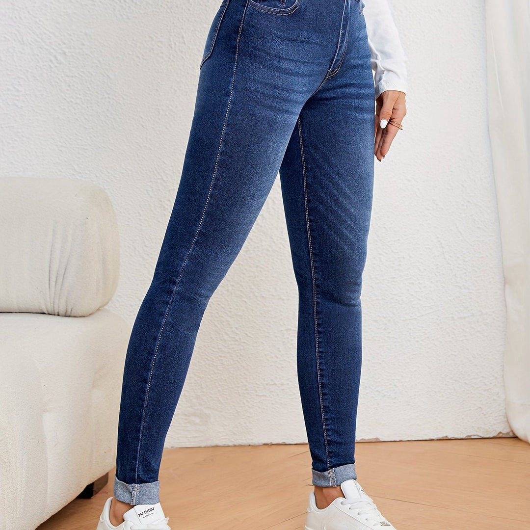 Damskie jeansy o wysokim stanie, slim fit, elastyczny dżins, skinny fit, casual, codzienne, wygodne spodnie