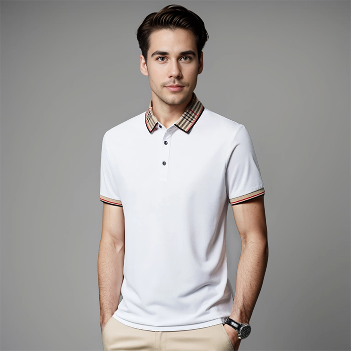 Męska koszulka polo z kontrastowym kołnierzykiem, wyrafinowany styl smart casual
