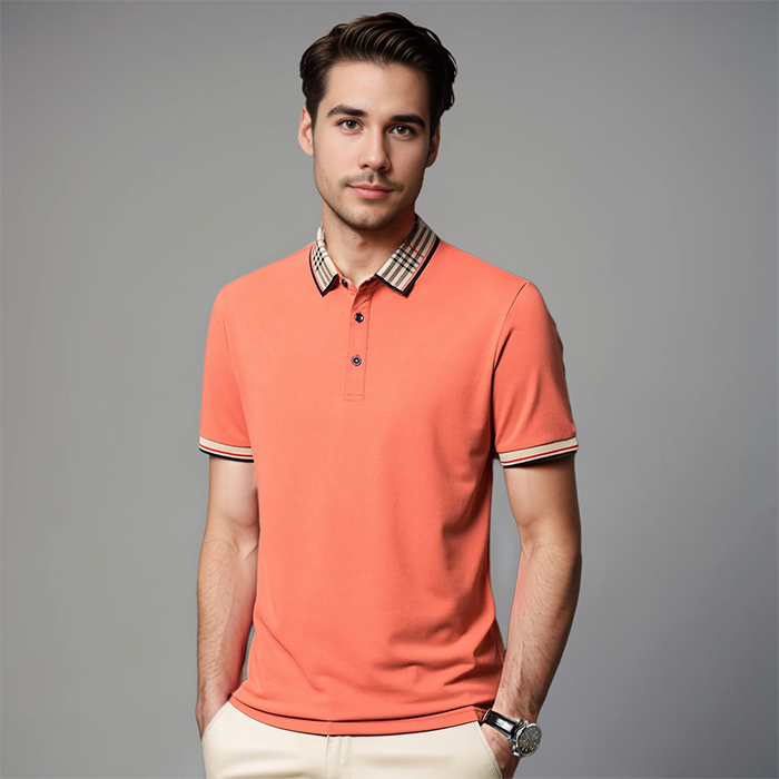 Męska koszulka polo z kontrastowym kołnierzykiem, wyrafinowany styl smart casual