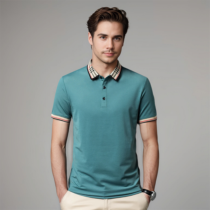 Męska koszulka polo z kontrastowym kołnierzykiem, wyrafinowany styl smart casual
