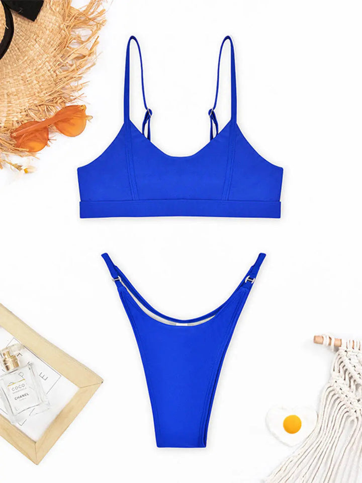 Kobiece Minimalistyczne Bikini z Wysokim Stanem