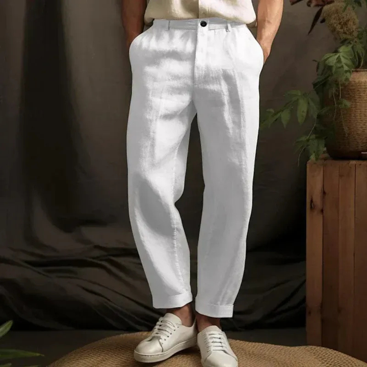 Męskie Luźne Spodnie Lnianе – Lekkie Letnie Spodnie na Wakacje i Smart Casual