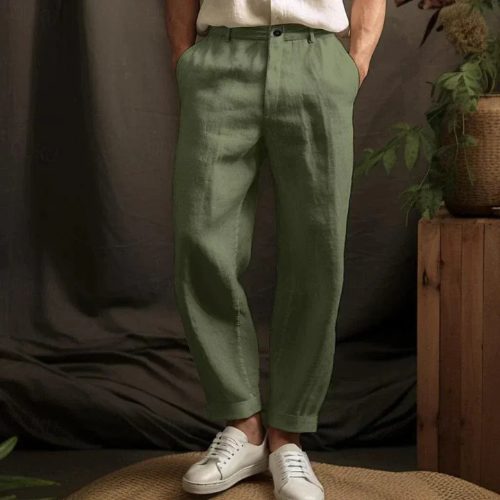 Męskie Luźne Spodnie Lnianе – Lekkie Letnie Spodnie na Wakacje i Smart Casual
