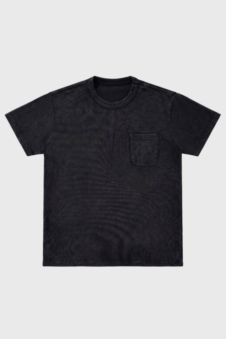 Męska koszulka T-shirt z kieszonką na piersi, prana, codzienny krój