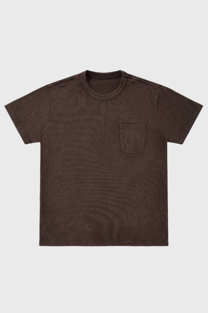 Męska koszulka T-shirt z kieszonką na piersi, prana, codzienny krój