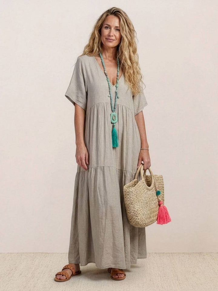 Sukienka Maxi dla kobiet z warstwowym dołem w swobodnym stylu boho