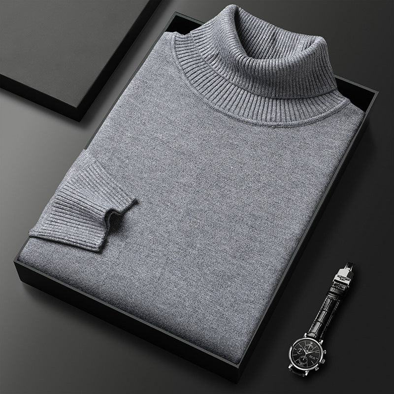 Męski Sweter z Kaszmiru z Wykończeniem w Prążki